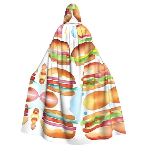 POEZJZW Hamburger-Kostüm, Umhang mit Kapuze, Umhang für Erwachsene, Herren, Damen, Weihnachts-Kapuzenpullover, Cosplay-Kostüme von POEZJZW