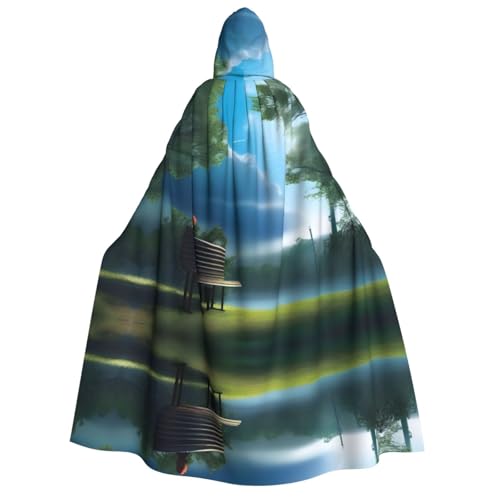 POEZJZW Himmelblauer Rauch- und Regen-Umhang mit Kapuze, für Damen und Herren, Halloween-Kostüm, Maskerade, Cosplay, Kostüm, Weihnachten, Party, Robe von POEZJZW