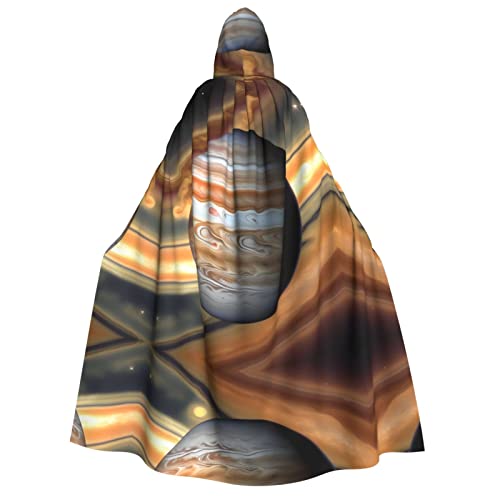 POEZJZW Jupiter Landschaftsumhang mit Kapuze für Erwachsene, für Damen und Herren, Halloween-Kostüm, Maskerade, Cosplay, Kostüm, Weihnachten, Party, Robe von POEZJZW