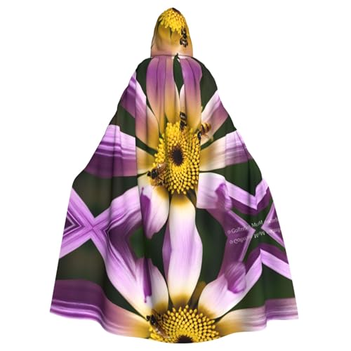 POEZJZW Kapuzenumhang mit Bienen sammeln Blumen für Erwachsene Männer Frauen Weihnachten Hoodies Umhang Cosplay Kostüme von POEZJZW