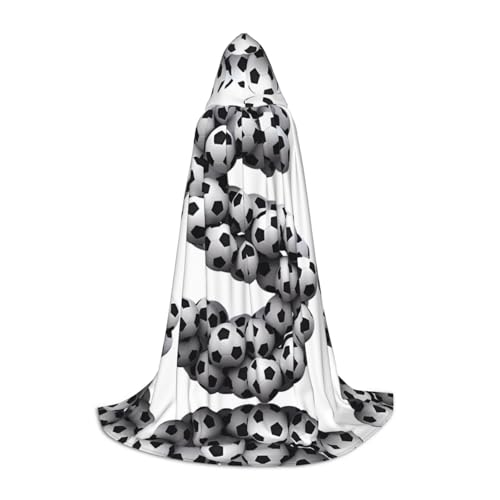 POEZJZW Kapuzenumhang mit Fußball-Schriftzug, für Damen und Herren, Halloween-Kostüm, Maskerade, Cosplay, Kostüm, Weihnachten, Party, Robe, Größe L von POEZJZW