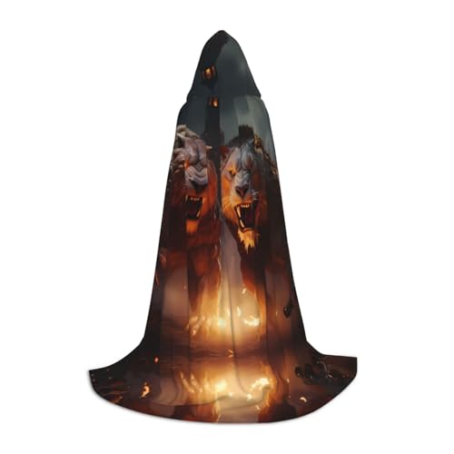 POEZJZW Kapuzenumhang mit zwei Monster-Muster, Umhang für Erwachsene, Herren, Damen, Weihnachten, Kapuzenumhang, Cosplay-Kostüme, Größe L von POEZJZW