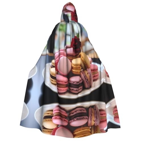 POEZJZW Macaron Dessert Erwachsene Kapuzenumhang Umhang Damen Herren Halloween Kostüm Maskerade Cosplay Kostüm Weihnachten Party Robe von POEZJZW