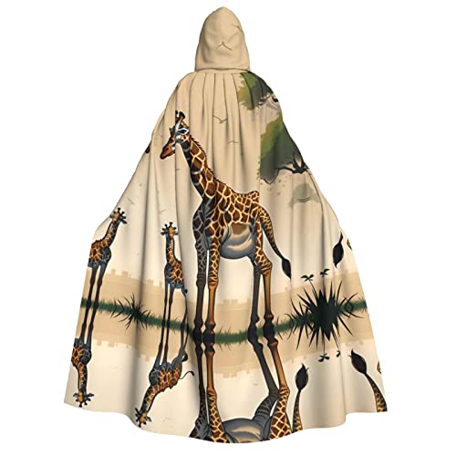 POEZJZW Mutter und Kind Giraffe Erwachsene Kapuzenumhang Umhang Damen Herren Halloween Kostüm Maskerade Cosplay Kostüm Weihnachten Party Robe von POEZJZW
