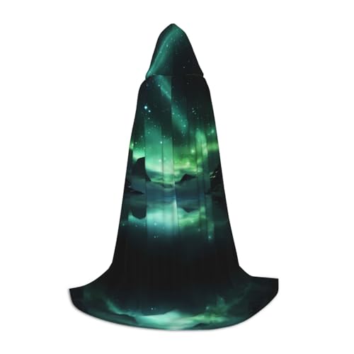 POEZJZW Mysterious Aurora Wettermuster Kapuzenumhang Robe Kostüm Umhang für Erwachsene Männer Frauen Weihnachten Hoodies Umhang Cosplay Kostüme S von POEZJZW