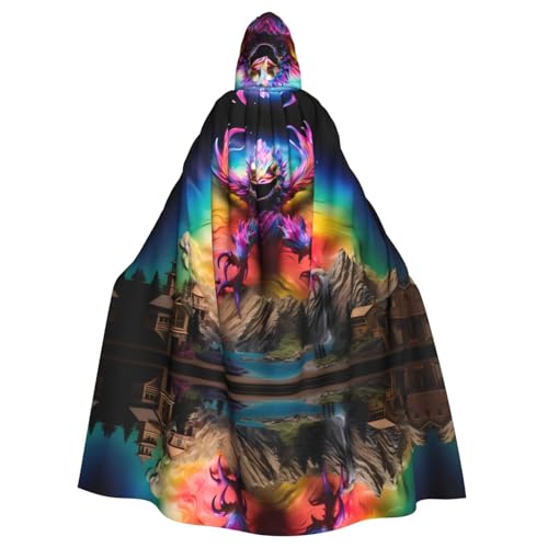 POEZJZW Riesiger Umhang mit Kapuze auf Berg, für Erwachsene, Herren, Damen, Weihnachten, Kapuzenumhang, Cosplay-Kostüme von POEZJZW