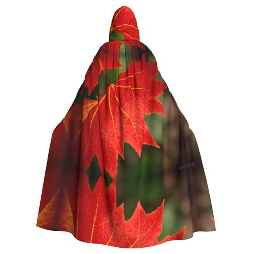 POEZJZW Roter Kapuzenumhang mit Ahornblatt für Erwachsene, Herren, Damen, Weihnachten, Kapuzenumhang, Cosplay-Kostüme von POEZJZW