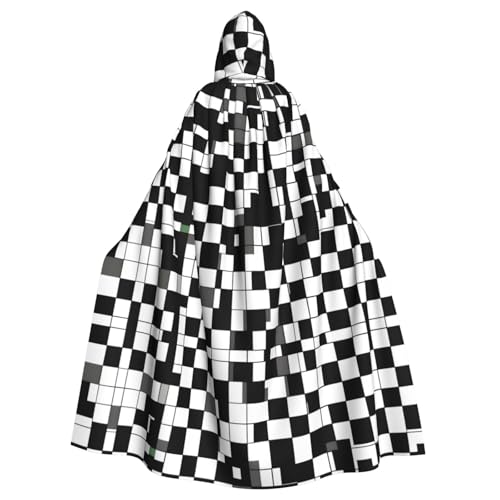 POEZJZW Schwarzer und weißer Kapuzenumhang mit Gittermuster, für Erwachsene, Herren, Damen, Weihnachten, Kapuzenumhang, Cosplay-Kostüme POEZJZW Schwarzer und weißer Kapuzenumhang mit Gittermuster, für Erwachsene, Herren, Damen, Weihnachten, Kapuzenumhang, Cosplay-Kostüme von POEZJZW