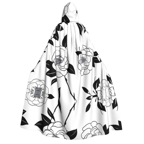 POEZJZW Simple Camellia Umhang mit Kapuze für Erwachsene für Damen und Herren, Halloween-Kostüm, Maskerade, Cosplay, Kostüm, Weihnachten, Party, Robe von POEZJZW