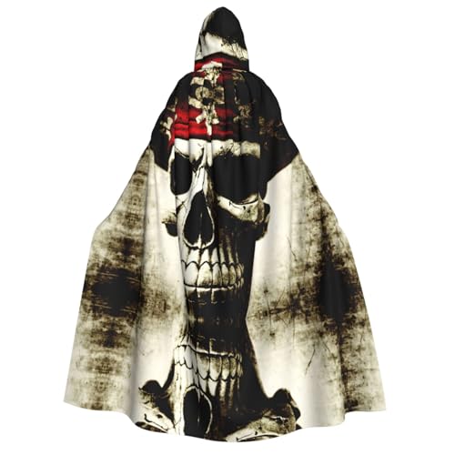 POEZJZW Skelett mit Hut für Erwachsene, Kapuzenumhang, für Damen und Herren, Halloween-Kostüm, Maskerade, Cosplay, Kostüm, Weihnachten, Party, Robe von POEZJZW