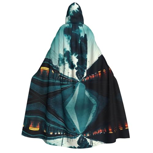 POEZJZW Smokey Bahnhofs-Umhang mit Kapuze für Erwachsene, für Damen und Herren, Halloween-Kostüm, Maskerade, Cosplay, Kostüm, Weihnachten, Party, Robe von POEZJZW