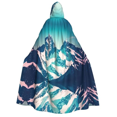 POEZJZW Snow On Top Of A Mountain Umhang mit Kapuze für Erwachsene für Damen und Herren, Halloween-Kostüm, Maskerade, Cosplay, Kostüm, Weihnachten, Party, Robe von POEZJZW