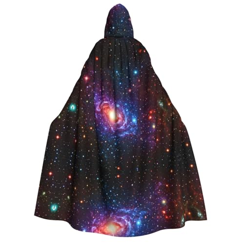 POEZJZW Spinning Stars Kapuzenumhang für Erwachsene für Damen und Herren, Halloween-Kostüm, Maskerade, Cosplay, Kostüm, Weihnachten, Party, Robe von POEZJZW