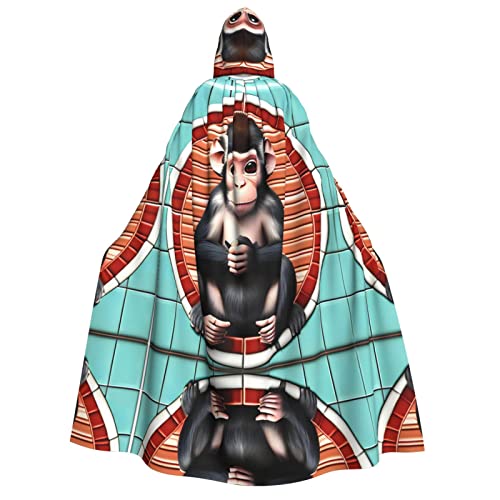 POEZJZW The Silent Monkey Umhang mit Kapuze für Erwachsene für Damen und Herren, Halloween-Kostüm, Maskerade, Cosplay, Kostüm, Weihnachten, Party, Robe von POEZJZW