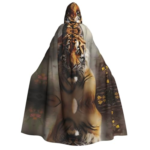 POEZJZW Tiger Laufumhang mit Kapuze für Erwachsene für Damen und Herren, Halloween-Kostüm, Maskerade, Cosplay, Kostüm, Weihnachten, Party, Robe POEZJZW Tiger Laufumhang mit Kapuze für Erwachsene für Damen und Herren, Halloween-Kostüm, Maskerade, Cosplay, Kostüm, Weihnachten, Party, Robe von POEZJZW