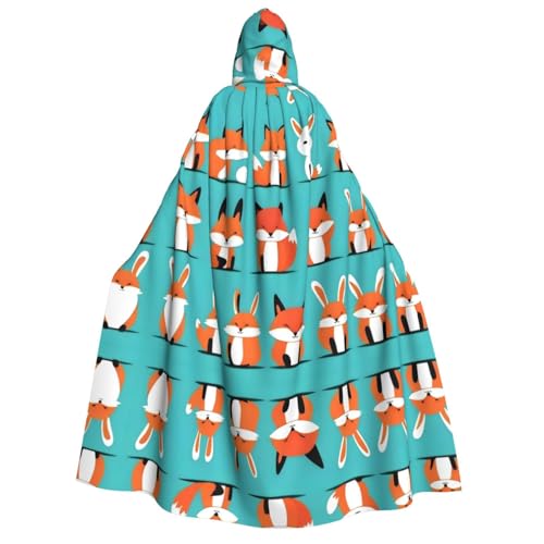 POEZJZW Umhang mit Kapuze für Erwachsene, Fuchs und Kaninchen, für Damen und Herren, Halloween-Kostüm, Maskerade, Cosplay, Kostüm, Weihnachten, Party, Robe von POEZJZW