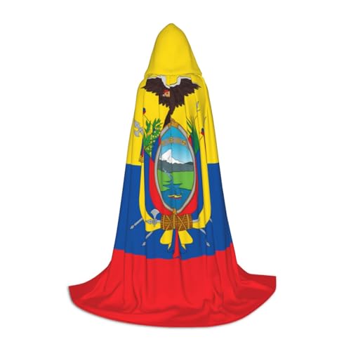 POEZJZW Umhang mit Kapuze für Erwachsene, Motiv: Flagge von Ecuador, Renaissance, Halloween, Hexenkostüm, Zauberer-Umhang von POEZJZW