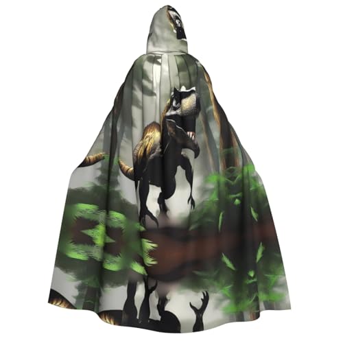 POEZJZW Umhang mit Kapuze für Erwachsene, Motiv: wandernder Dinosaurier, für Damen und Herren, Halloween-Kostüm, Maskerade, Cosplay, Kostüm, Weihnachten, Party, Robe von POEZJZW