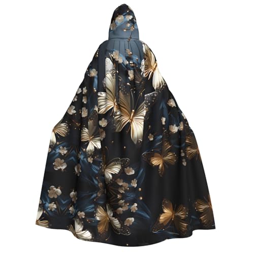 POEZJZW Umhang mit Kapuze für Erwachsene, goldfarben, weiße Schmetterlinge, schwarz, für Damen und Herren, Halloween-Kostüm, Maskerade, Cosplay, Kostüm, Weihnachten, Party, Robe POEZJZW Umhang mit Kapuze für Erwachsene, goldfarben, weiße Schmetterlinge, schwarz, für Damen und Herren, Halloween-Kostüm, Maskerade, Cosplay, Kostüm, Weihnachten, Party, Robe von POEZJZW