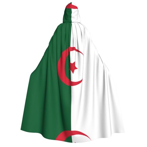 POEZJZW Umhang mit Kapuze für Erwachsene mit Flagge Algeriens, für Damen und Herren, Halloween-Kostüm, Maskerade, Cosplay, Kostüm, Weihnachten, Party, Robe von POEZJZW