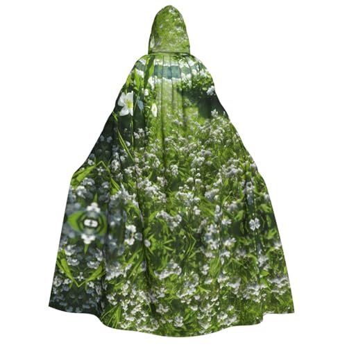 POEZJZW Umhang mit Kapuze für Erwachsene mit Grün und Blumen, für Damen und Herren, Halloween-Kostüm, Maskerade, Cosplay, Kostüm, Weihnachten, Party, Robe von POEZJZW