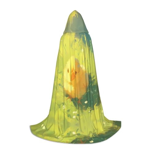 POEZJZW Umhang mit Kapuze für Erwachsene mit Kükenmuster, Renaissance, Halloween, Hexenkostüm, Zauberer-Umhang, Größe S von POEZJZW