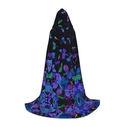 POEZJZW Umhang mit Kapuze für Erwachsene mit Libellenmuster, für Renaissance, Halloween, Hexenkostüm, Zauberer-Umhang, Größe M von POEZJZW