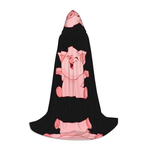 POEZJZW Umhang mit Kapuze für Erwachsene mit Schweinemuster, für Renaissance, Halloween, Hexenkostüm, Zauberer-Umhang, Größe L von POEZJZW