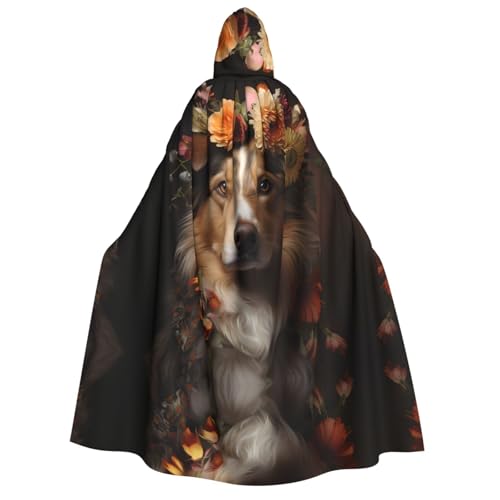 POEZJZW Umhang mit Kapuze für Erwachsene und Mädchen mit Blumen, Halloween-Kostüm, Maskerade, Cosplay, Kostüm, Weihnachten, Party, Robe von POEZJZW