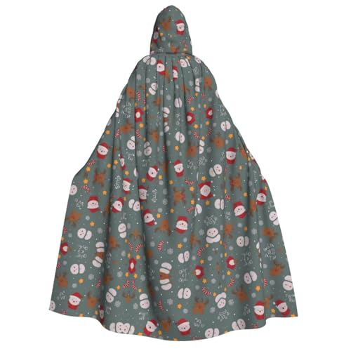 POEZJZW Umhang mit Kapuze und Schneemann und Rehkitz für Erwachsene, für Damen und Herren, Halloween-Kostüm, Maskerade, Cosplay, Kostüm, Weihnachten, Party, Robe von POEZJZW