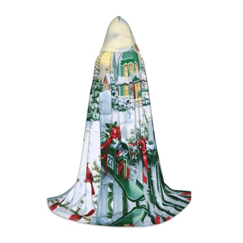 POEZJZW Umhang mit Weihnachtsbriefkasten und Geschenk-Muster, für Herren und Damen, Umhang mit Kapuze, Umhang für Erwachsene, Renaissance, Halloween, Hexenkostüm, Zauberer-Umhang, Größe S von POEZJZW