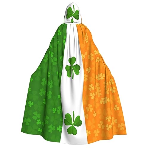 POEZJZW Umhang mit irischer Flagge, mit Kapuze, für Damen und Herren, Halloween-Kostüm, Maskerade, Cosplay, Kostüm, Weihnachten, Party, Robe von POEZJZW