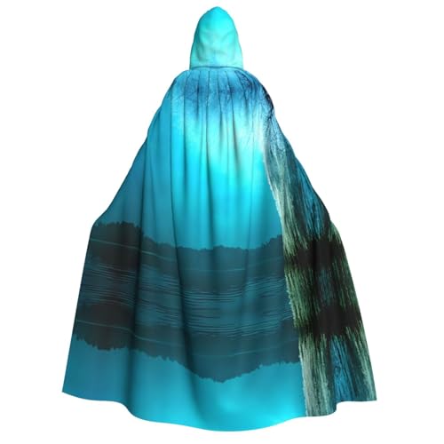 POEZJZW Waterfront Weiden-Umhang mit Kapuze für Erwachsene für Damen und Herren, Halloween-Kostüm, Maskerade, Cosplay, Kostüm, Weihnachten, Party, Robe von POEZJZW