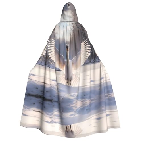 POEZJZW Weißer Schwan Erwachsenen-Umhang mit Kapuze für Damen und Herren, Halloween-Kostüm, Maskerade, Cosplay, Kostüm, Weihnachten, Party, Robe POEZJZW Weißer Schwan Erwachsenen-Umhang mit Kapuze für Damen und Herren, Halloween-Kostüm, Maskerade, Cosplay, Kostüm, Weihnachten, Party, Robe von POEZJZW