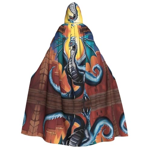 POEZJZW Westerndrachen-Umhang mit Kapuze für Erwachsene, für Damen und Herren, Halloween-Kostüm, Maskerade, Cosplay, Kostüm, Weihnachten, Party, Robe von POEZJZW