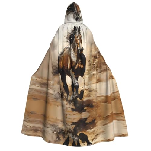 POEZJZW Westernpferd, Umhang mit Kapuze, für Damen und Herren, Halloween-Kostüm, Maskerade, Cosplay, Kostüm, Weihnachten, Party, Robe von POEZJZW