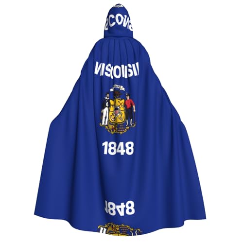 POEZJZW Wisconsin Umhang mit Staatsflagge für Erwachsene, mit Kapuze, für Damen und Herren, Halloween-Kostüm, Maskerade, Cosplay, Kostüm, Weihnachten, Party, Robe POEZJZW Wisconsin Umhang mit Staatsflagge für Erwachsene, mit Kapuze, für Damen und Herren, Halloween-Kostüm, Maskerade, Cosplay, Kostüm, Weihnachten, Party, Robe von POEZJZW