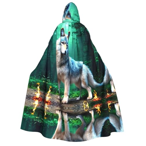 POEZJZW Wolfs-Umhang mit Kapuze für Erwachsene für Damen und Herren, Halloween-Kostüm, Maskerade, Cosplay, Kostüm, Weihnachten, Party, Robe POEZJZW Wolfs-Umhang mit Kapuze für Erwachsene für Damen und Herren, Halloween-Kostüm, Maskerade, Cosplay, Kostüm, Weihnachten, Party, Robe von POEZJZW