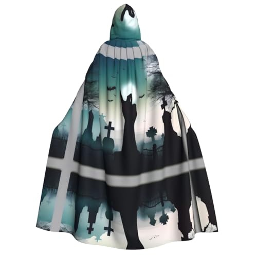 POEZJZW Zombie-Hände, Erwachsenen-Umhang mit Kapuze, Umhang für Damen und Herren, Halloween-Kostüm, Maskerade, Cosplay, Kostüm, Weihnachten, Party, Robe von POEZJZW