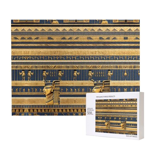 Poezjzw Ägyptische Pharaonische Fresken Erwachsene Klassisches Puzzle 500 Teile Holzpuzzle Moderne Wohnkultur Intellektuelles Spiel 52 x 38 cm von POEZJZW