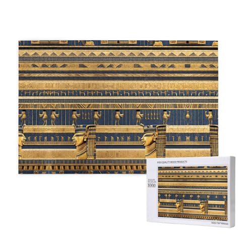 Poezjzw Ägyptische Pharaonische Fresken Erwachsenen-Puzzle, klassisches Puzzle, 1000 Teile, Holzpuzzle, moderne Wohnkultur, intellektuelles Spiel, 75 x 50 cm von POEZJZW