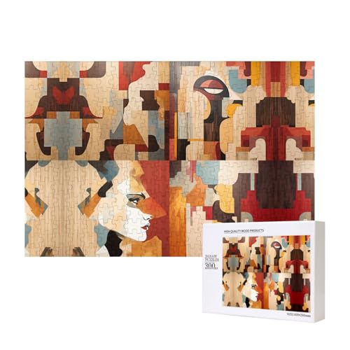 Poezjzw Abstrakte Kunstgemälde, Puzzles für Erwachsene, 300 Teile, Holzpuzzle für Familie, Freunde, Heimdekoration, Wandkunst, 15,7 x 27,9 cm von POEZJZW