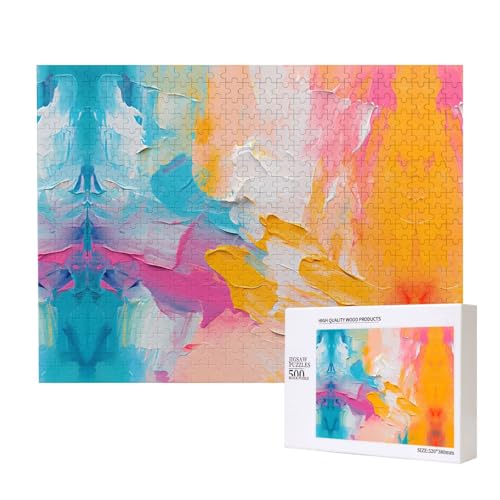 Poezjzw Abstrakte Ölgemälde-Puzzles für Erwachsene, 500 Teile, Holzpuzzle für Familie, Freunde, Heimdekoration, Wandkunst, 50 x 38 cm Poezjzw Abstrakte Ölgemälde-Puzzles für Erwachsene, 500 Teile, Holzpuzzle für Familie, Freunde, Heimdekoration, Wandkunst, 50 x 38 cm von POEZJZW