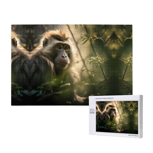 Poezjzw Affen Puzzles für Erwachsene, 1000 Teile, Holzpuzzle für Familie, Freunde, Heimdekoration, Wandkunst, 75 x 50 cm von POEZJZW