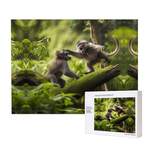 Poezjzw Affenkampf-Puzzles für Erwachsene, 500 Teile, Holzpuzzle für Familie, Freunde, Heimdekoration, Wandkunst, 50 x 38 cm Poezjzw Affenkampf-Puzzles für Erwachsene, 500 Teile, Holzpuzzle für Familie, Freunde, Heimdekoration, Wandkunst, 50 x 38 cm von POEZJZW