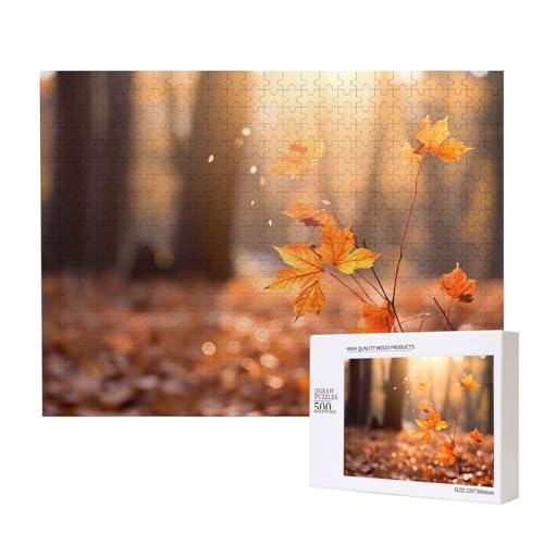 Poezjzw Ahornblatt in der Sonne Puzzles für Erwachsene, 500 Teile, Holzpuzzle für Familie, Freunde, Heimdekoration, Wandkunst, 500 x 38 cm Poezjzw Ahornblatt in der Sonne Puzzles für Erwachsene, 500 Teile, Holzpuzzle für Familie, Freunde, Heimdekoration, Wandkunst, 500 x 38 cm von POEZJZW
