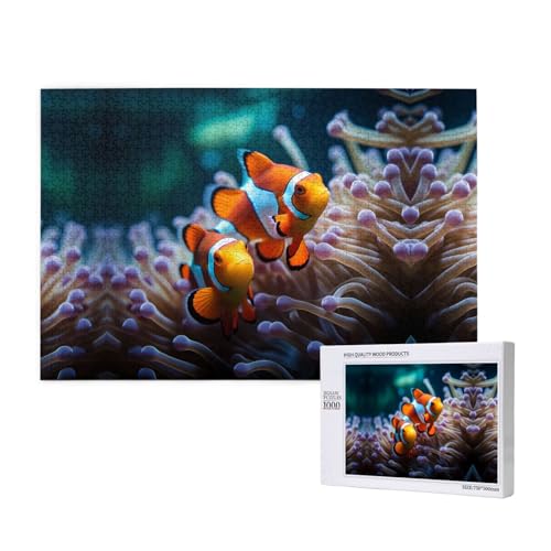 Poezjzw Anemonefish Puzzles für Erwachsene, 1000 Teile, Holzpuzzle für Familie, Freunde, Heimdekoration, Wandkunst, 75 x 50 cm von POEZJZW