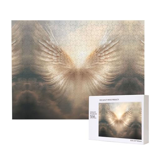 Poezjzw Angel's Feder-Puzzles für Erwachsene, 500 Teile, Holzpuzzle für Familie, Freunde, Heimdekoration, Wandkunst, 500 x 38 cm Poezjzw Angel's Feder-Puzzles für Erwachsene, 500 Teile, Holzpuzzle für Familie, Freunde, Heimdekoration, Wandkunst, 500 x 38 cm von POEZJZW