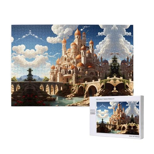 Poezjzw Anime Castle Sky Klassisches Puzzle für Erwachsene, 1000 Teile, Holzpuzzle, moderne Heimdekoration, intellektuelles Spiel, 75 x 50 cm von POEZJZW