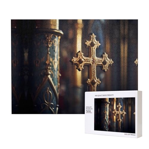Poezjzw Antikes Kupfer-Kreuz-Puzzles für Erwachsene, 500 Teile, Holzpuzzle für Familie, Freunde, Heimdekoration, Wandkunst, 50 x 38 cm Poezjzw Antikes Kupfer-Kreuz-Puzzles für Erwachsene, 500 Teile, Holzpuzzle für Familie, Freunde, Heimdekoration, Wandkunst, 50 x 38 cm von POEZJZW